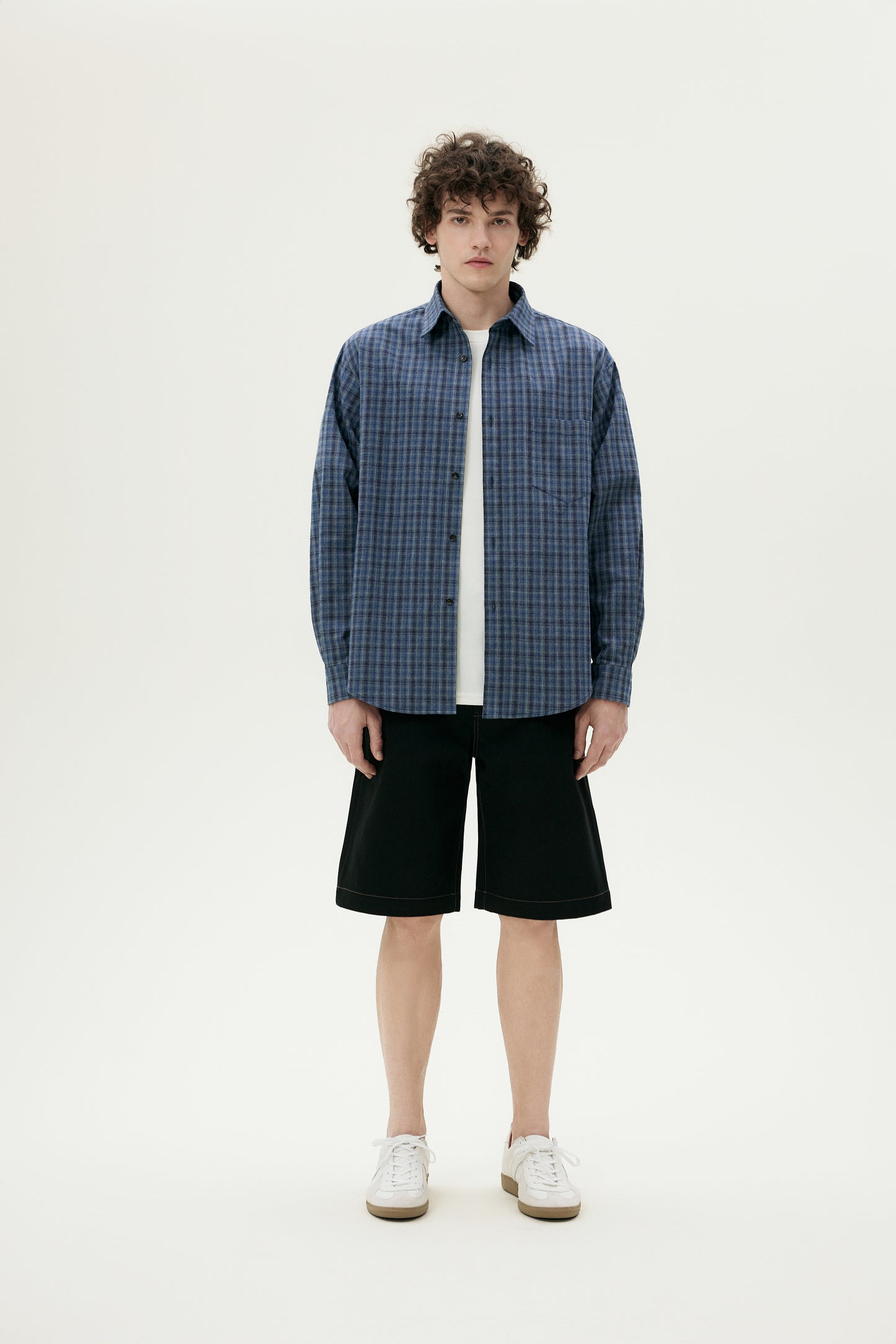 Weave Blue Plaid Cotton Shirt