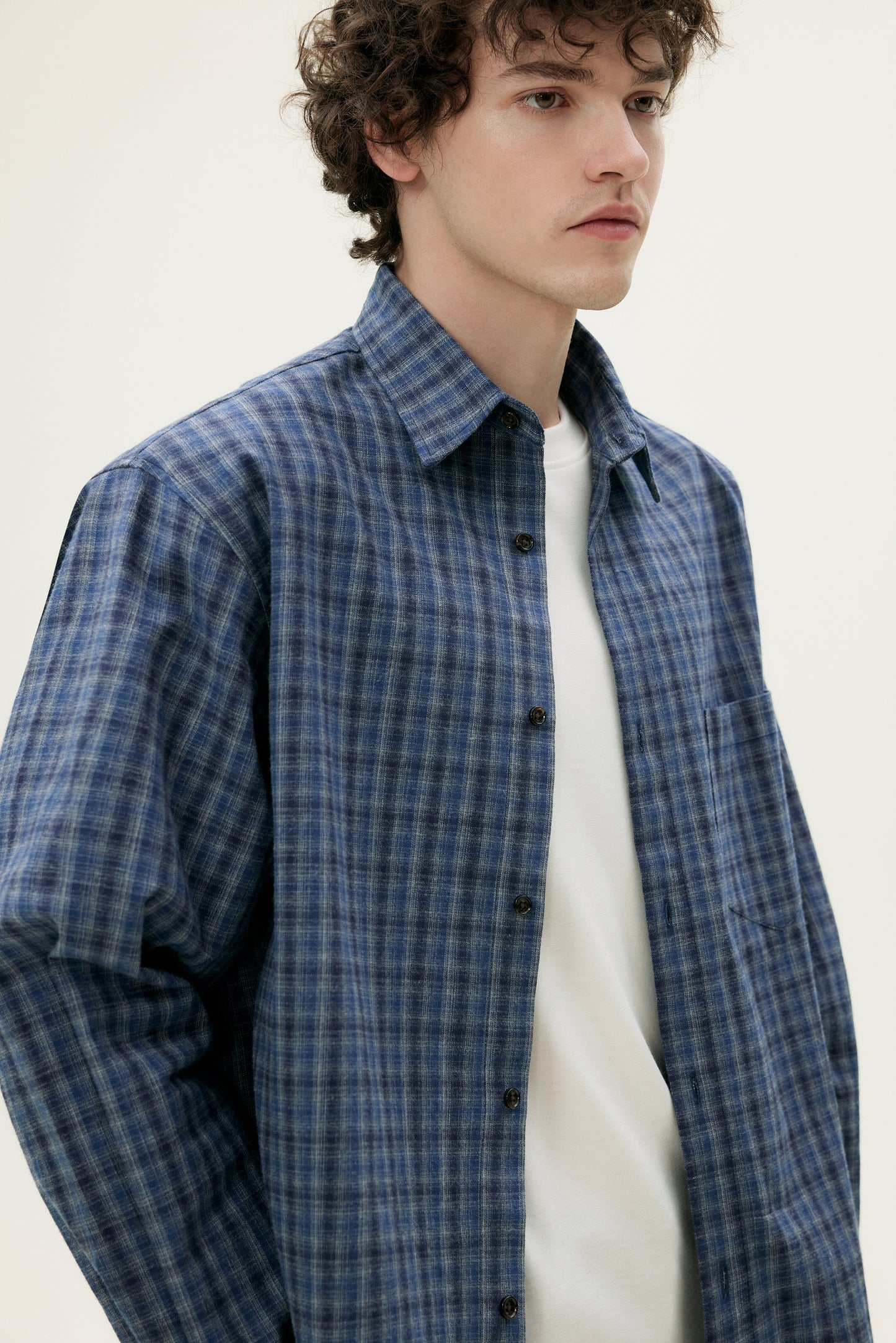Weave Blue Plaid Cotton Shirt